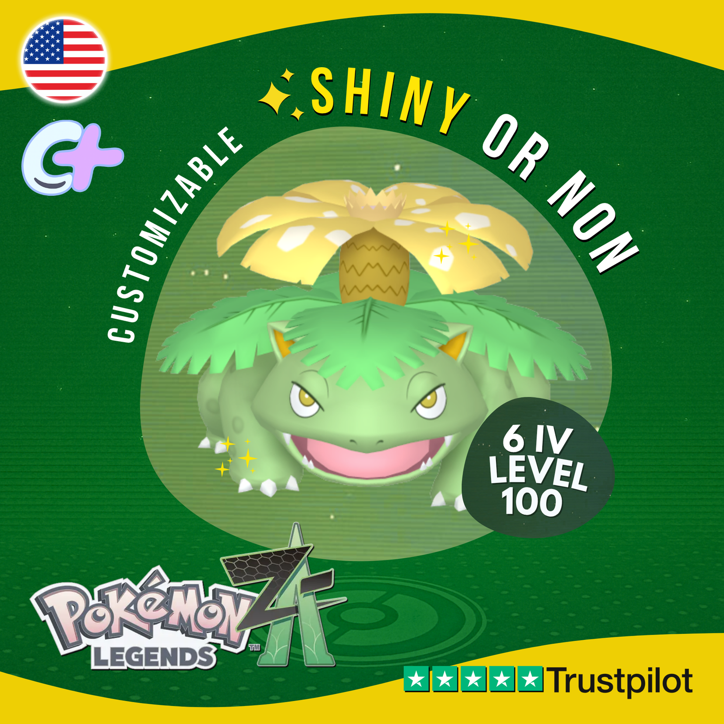 Venusaur Shiny or Non ✨6 IV Pokémon Legends Z-A Competitive Customizable ZA Z A