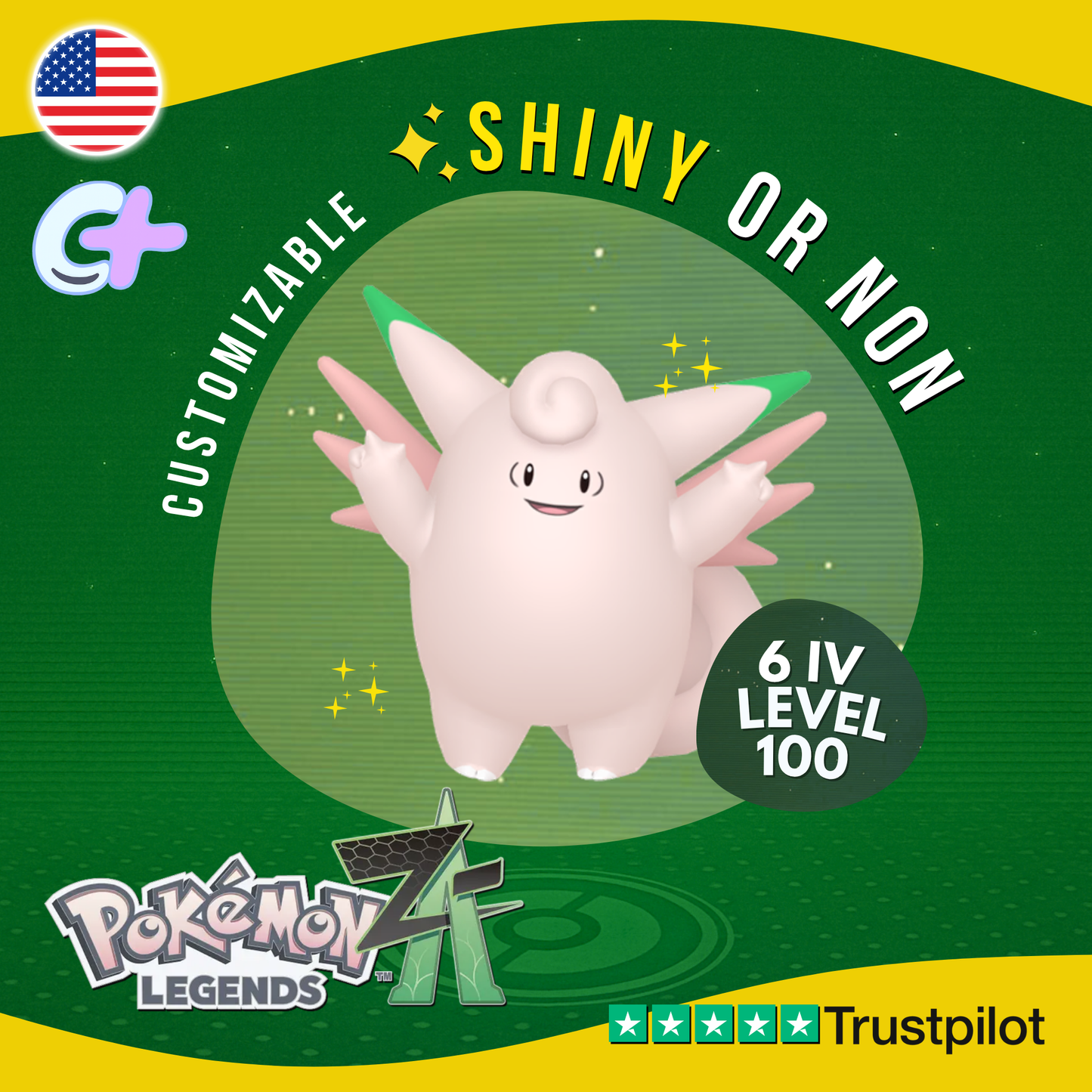 Clefable Shiny or Non ✨6 IV Pokémon Legends Z-A Competitive Customizable ZA Z A