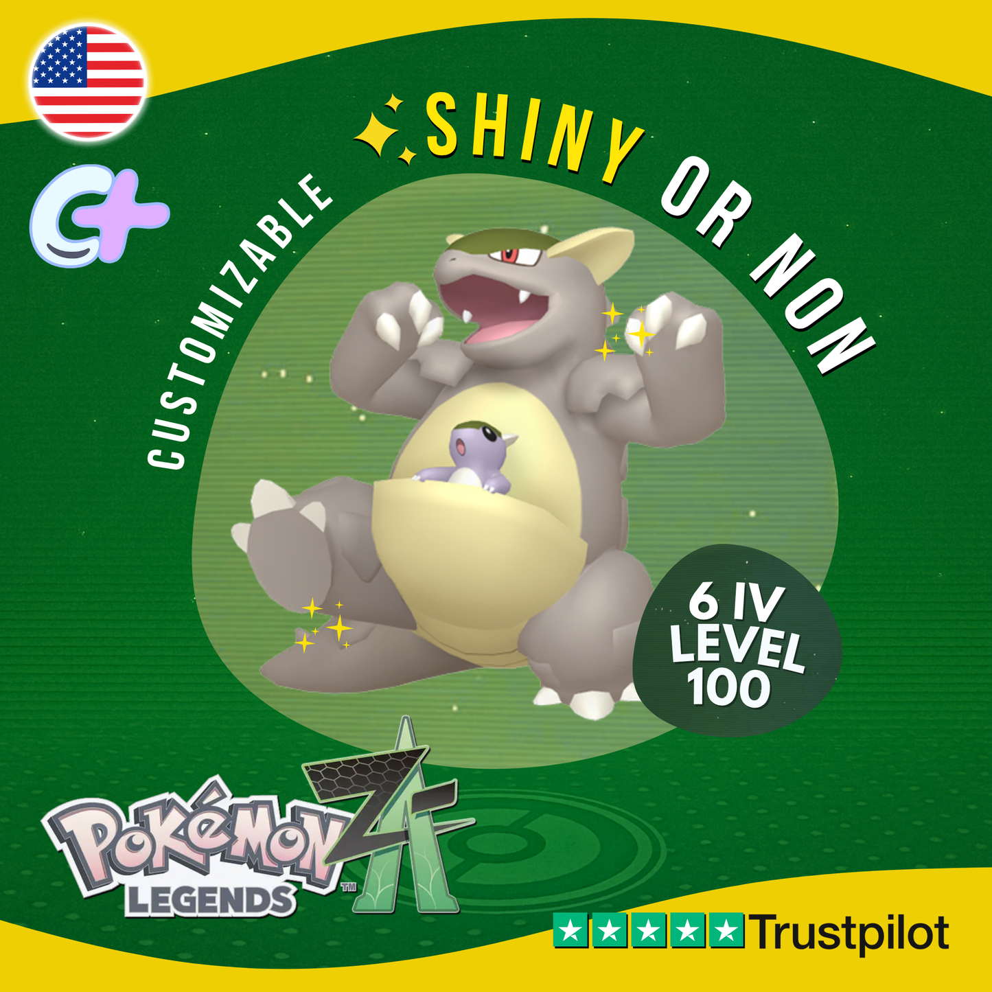 Kangaskhan Shiny or Non ✨6 IV Pokémon Legends Z-A Competitive Customizable ZA Z A