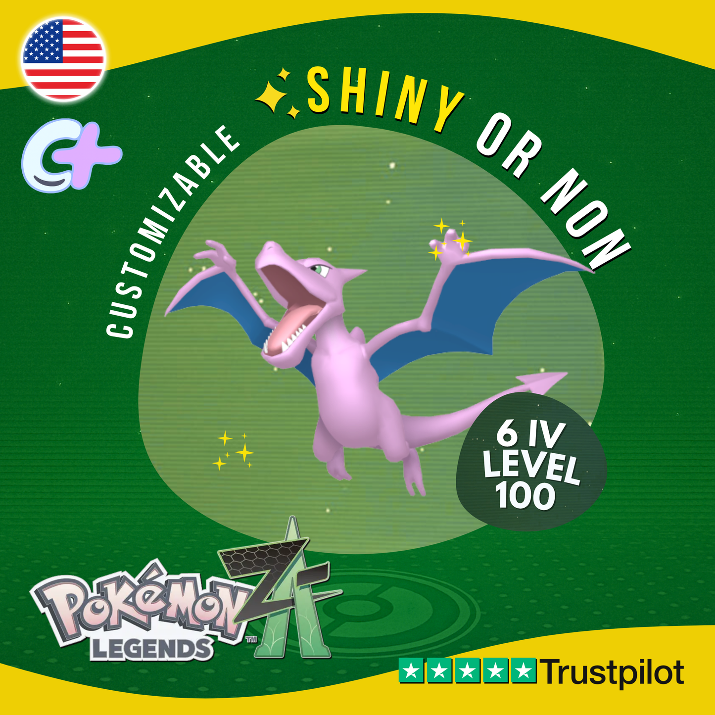 Aerodactyl Shiny or Non ✨6IV Pokémon Legends Z-A Competitive Customizable ZA Z A