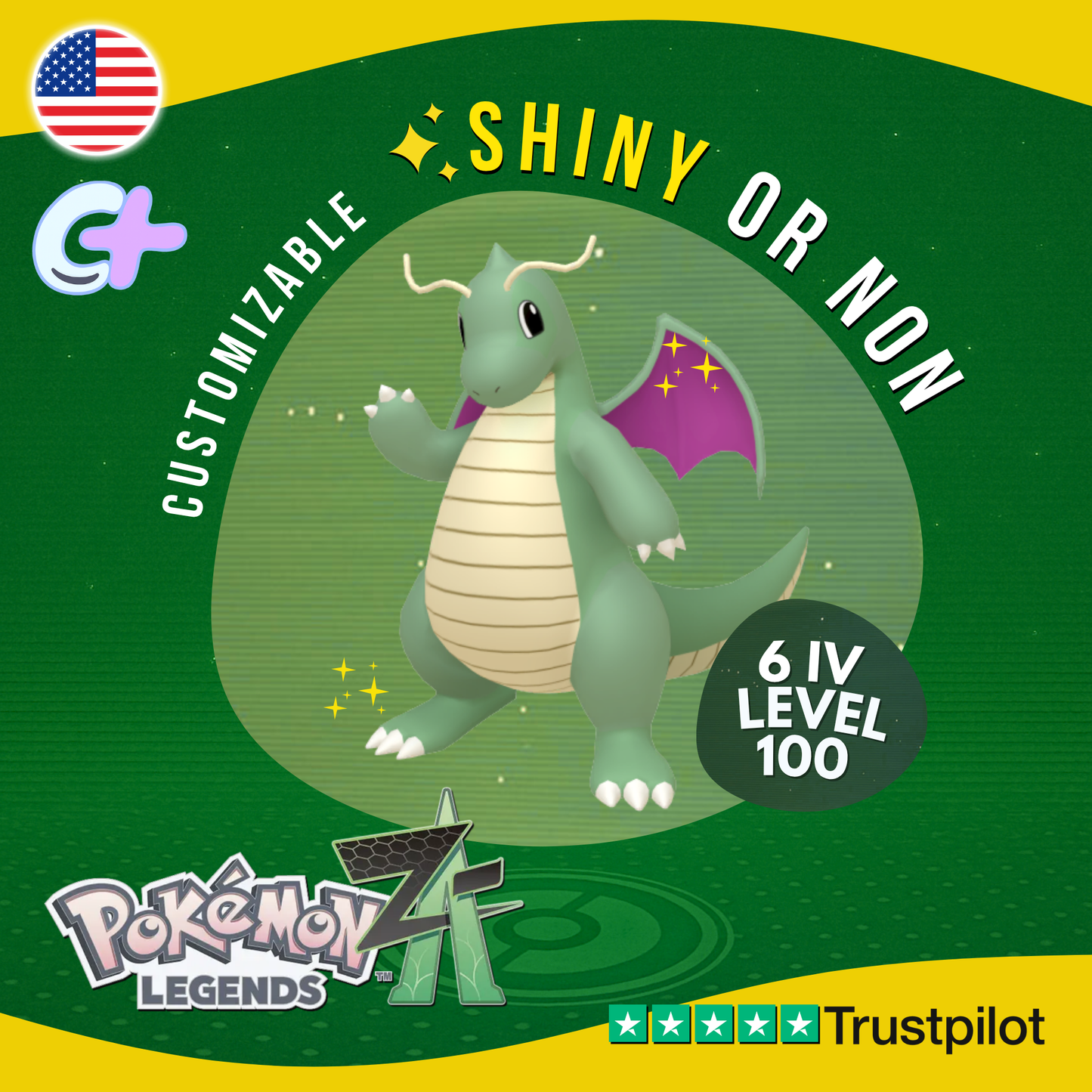 Dragonite Shiny or Non ✨6 IV Pokémon Legends Z-A Competitive Customizable ZA Z A