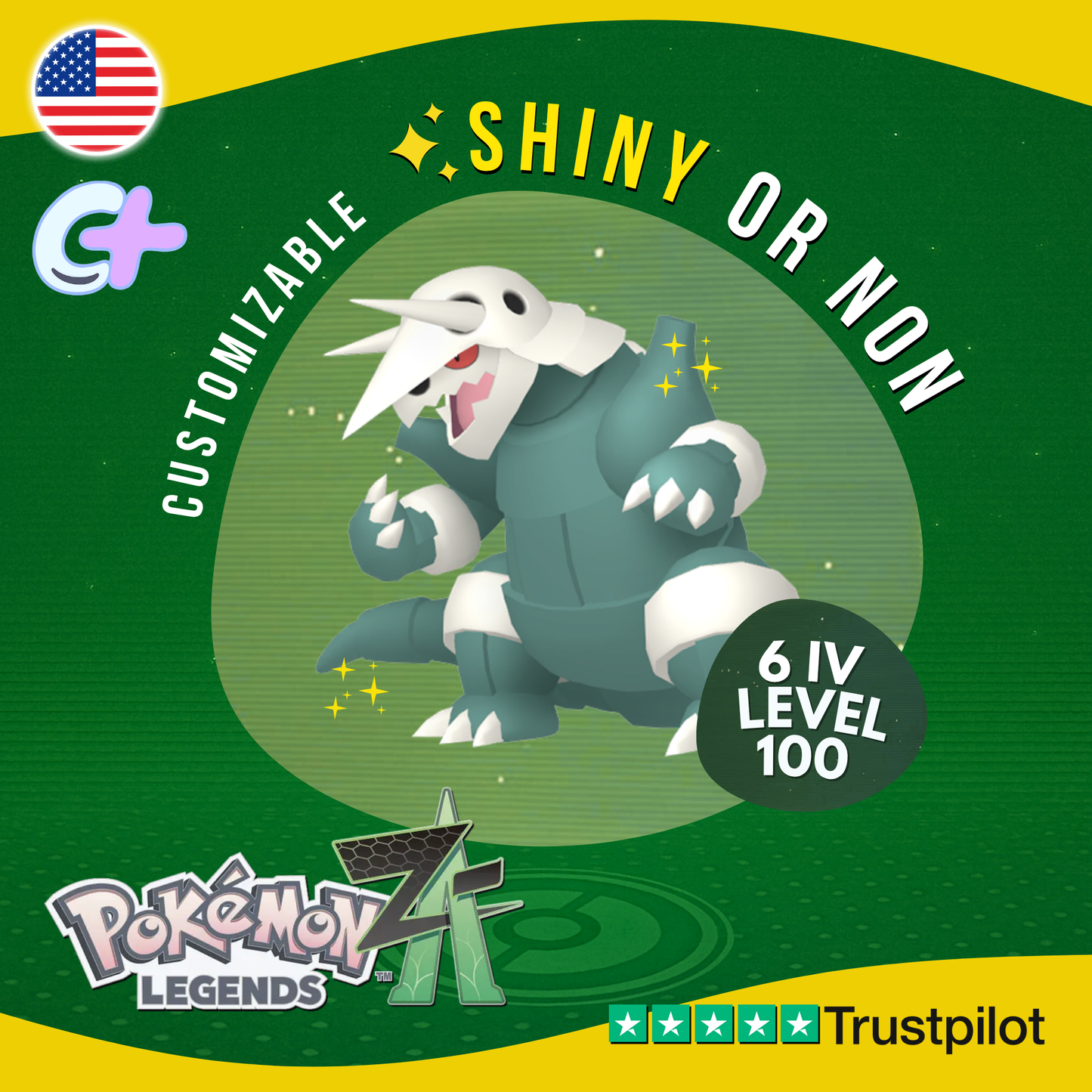 Aggron Shiny or Non ✨6 IV Pokémon Legends Z-A Competitive Customizable ZA Z A
