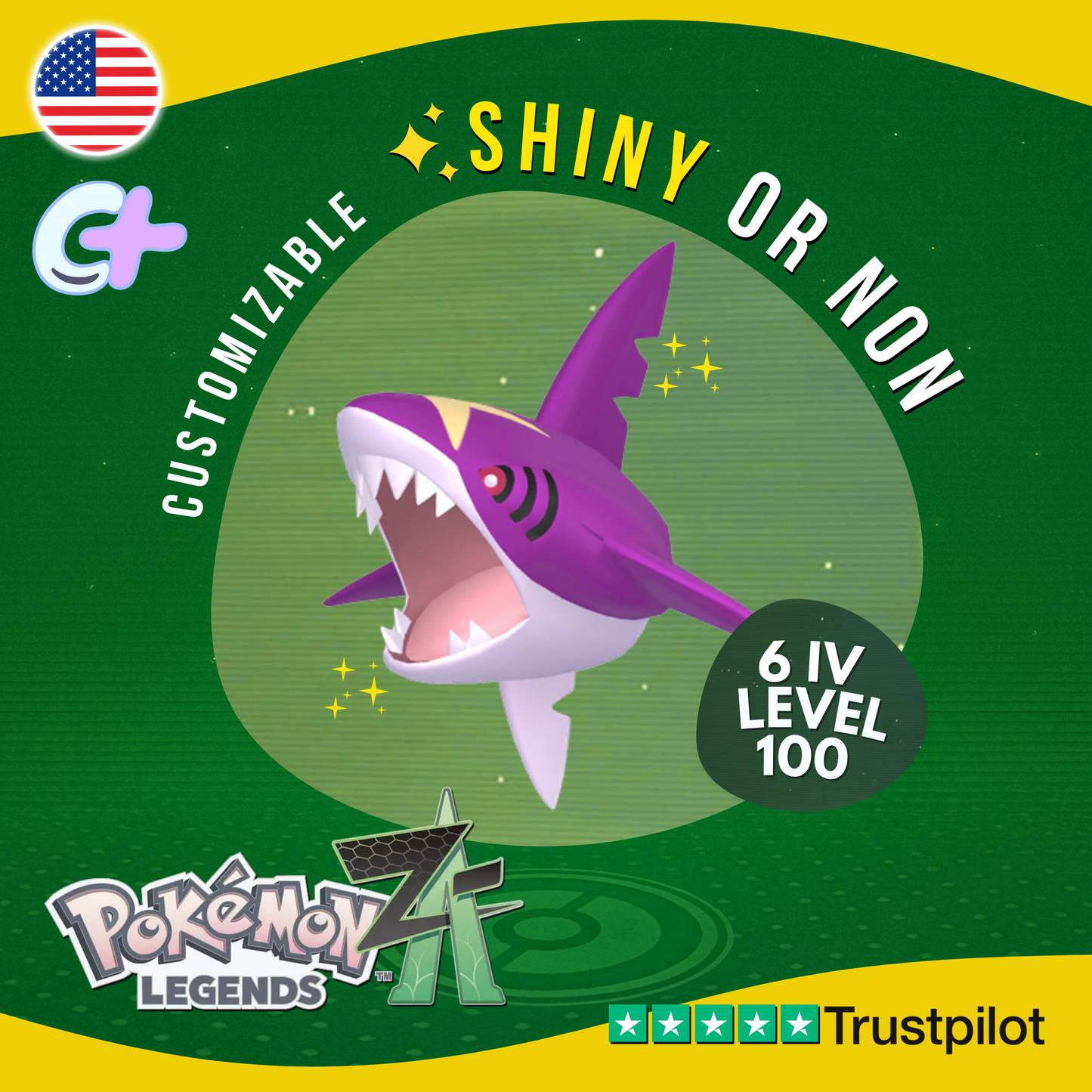 Sharpedo Shiny or Non ✨6 IV Pokémon Legends Z-A Competitive Customizable ZA Z A