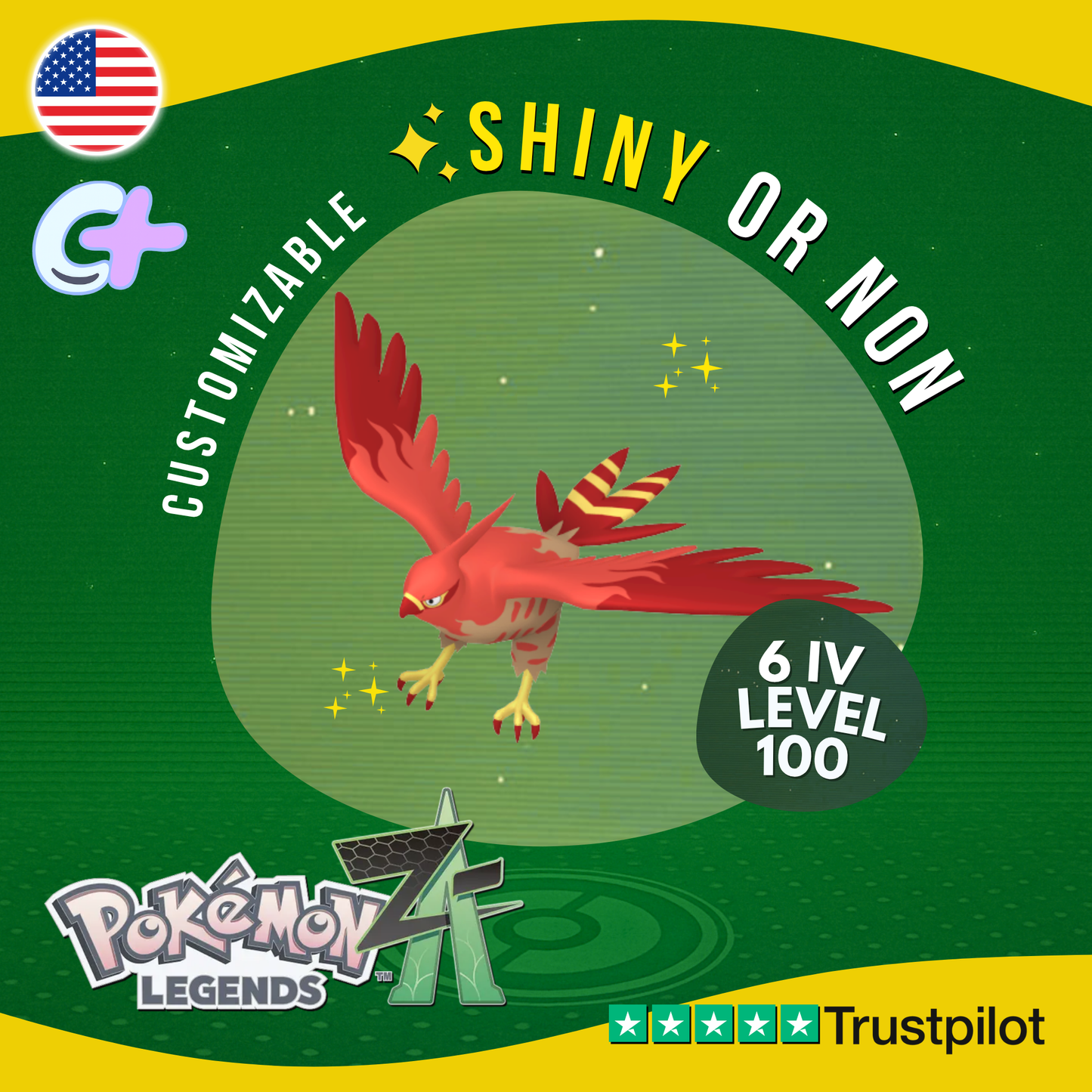 Talonflame Shiny or Non ✨6IV Pokémon Legends Z-A Competitive Customizable ZA Z A