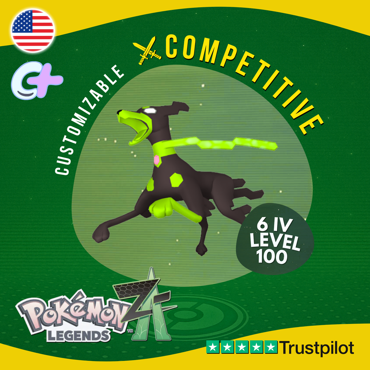 Zygarde 10% Form Dog 6 IV Pokémon Legends Z-A Competitive Customizable ZA Z A