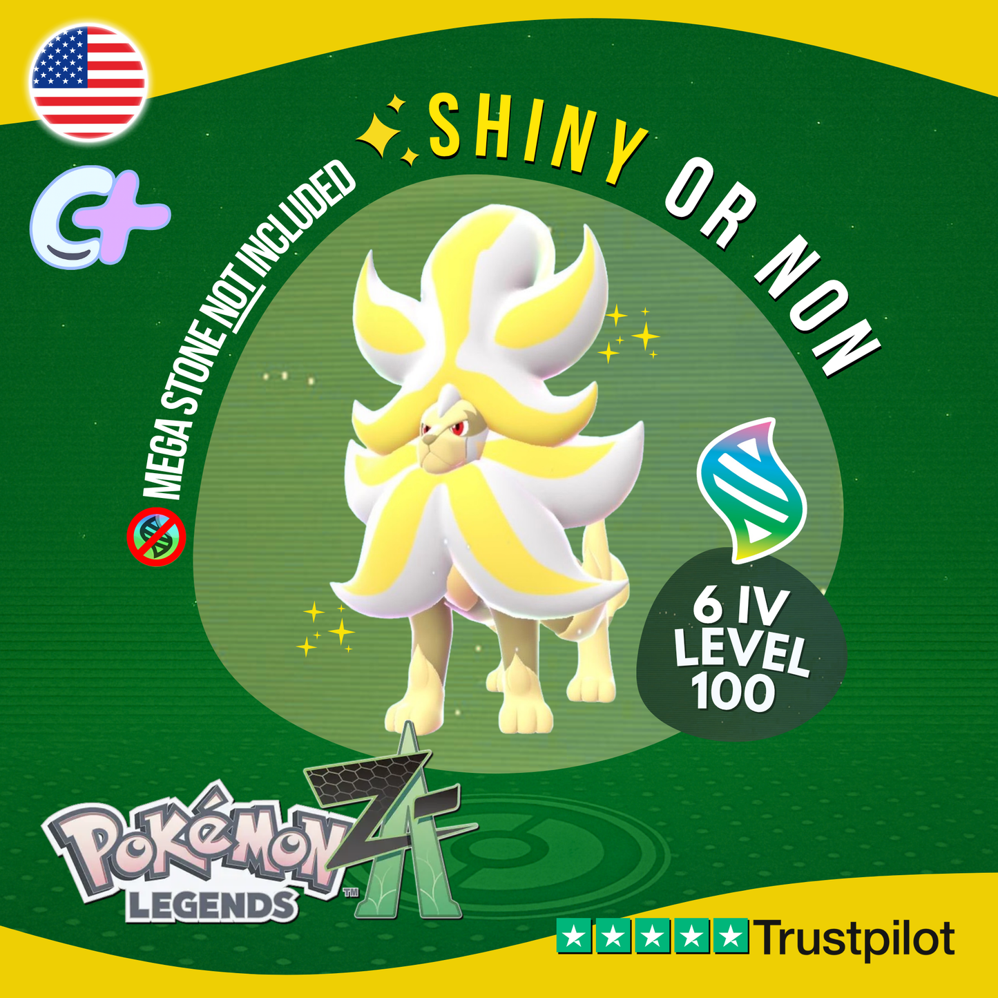 Mega Pyroar Male Shiny or Non ✨ 6 IV Pokémon Legends Z-A Battle Ready ZA Z A