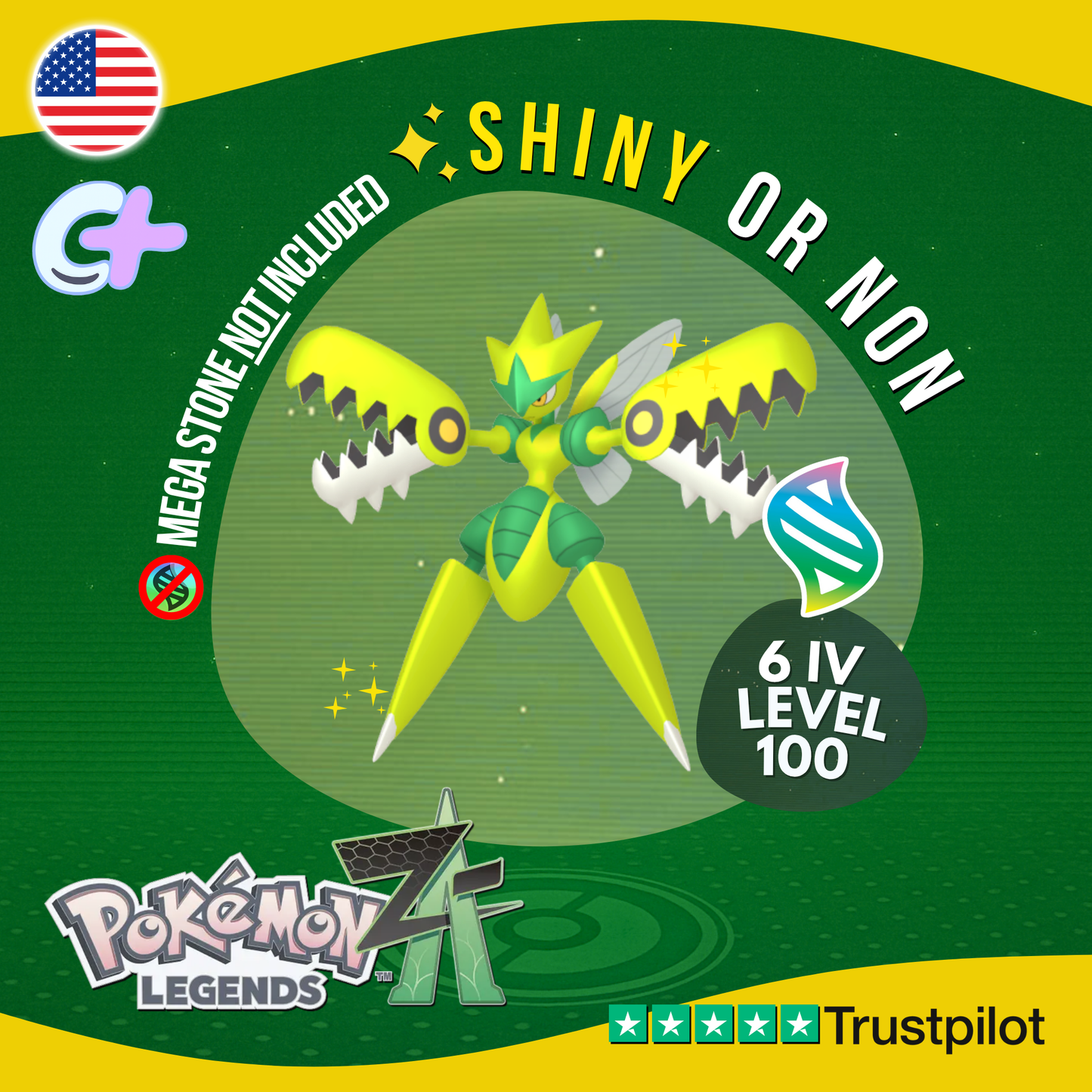 Mega Scizor Shiny or Non ✨ 6 IV Pokémon Legends Z-A Battle Ready ZA Z A