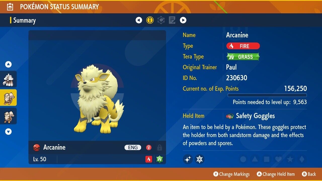 Arcanine Shiny Paul Chua Champion Event IV Untouched Pokémon Scarlet Violet Shiny Lv. 50 by Shiny Living Dex | Shiny Living Dex