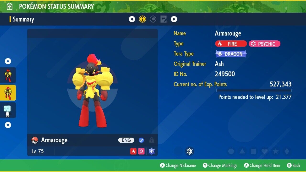 Armarouge Hard To Find Tera Raid Event 2024 Untouched IV Pokémon Scarlet Violet Non Shiny Lv. 75 by Shiny Living Dex | Shiny Living Dex