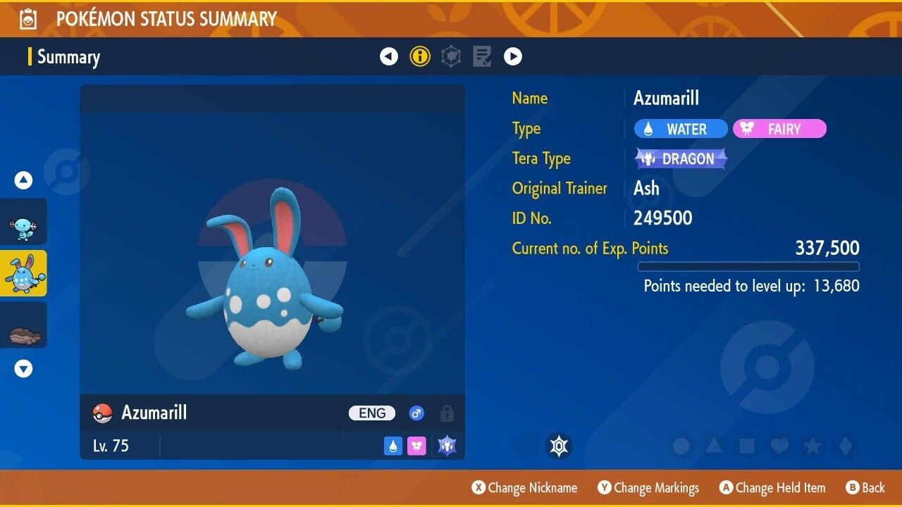 Azumarill Tera Worthy Event December 2024 Untouched IV Pokémon Scarlet Violet