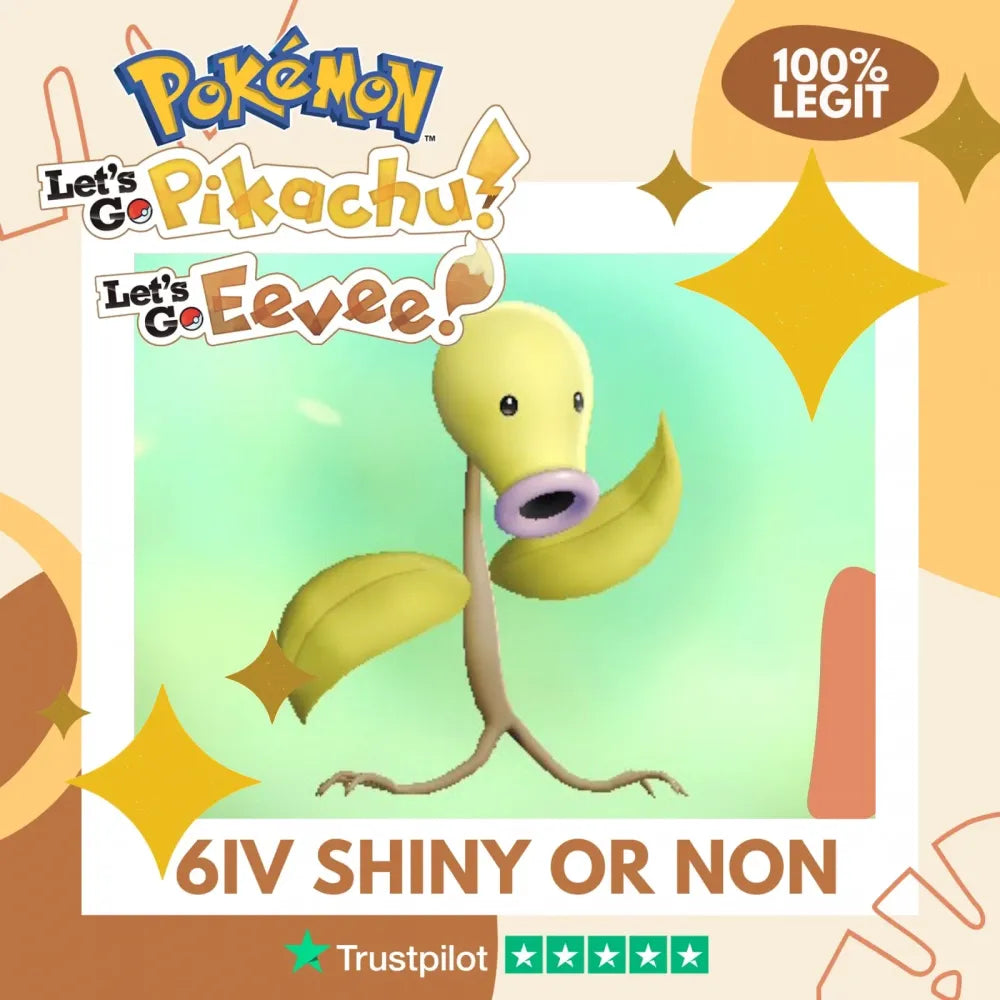 Bellsprout Shiny ✨ or Non Shiny Pokémon Let's Go Pikachu Eevee Level 1 Legit 6 IV 100% Legal from GO Park Customizable Custom OT by Shiny Living Dex | Shiny Living Dex