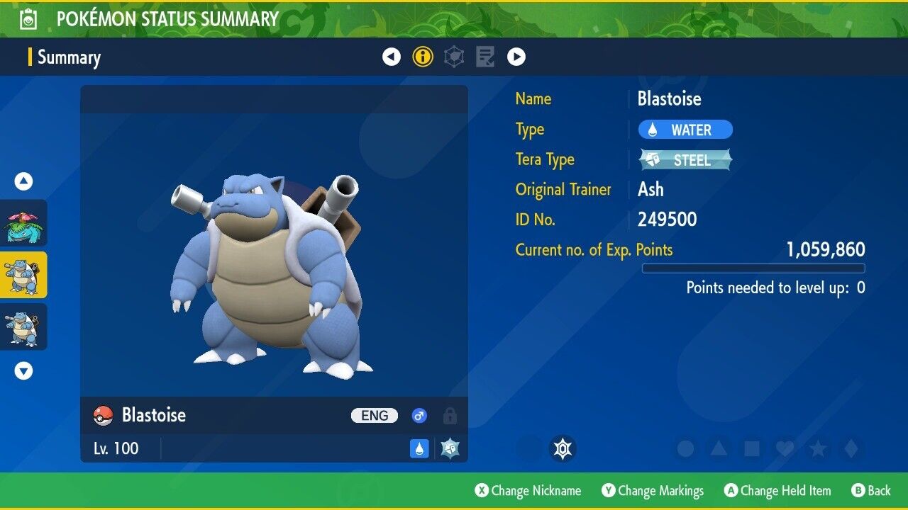 Blastoise Unrivaled Tera Raid Event Mightiest Untouched Pokémon Scarlet Violet Non shiny Lv. 100 by Shiny Living Dex | Shiny Living Dex