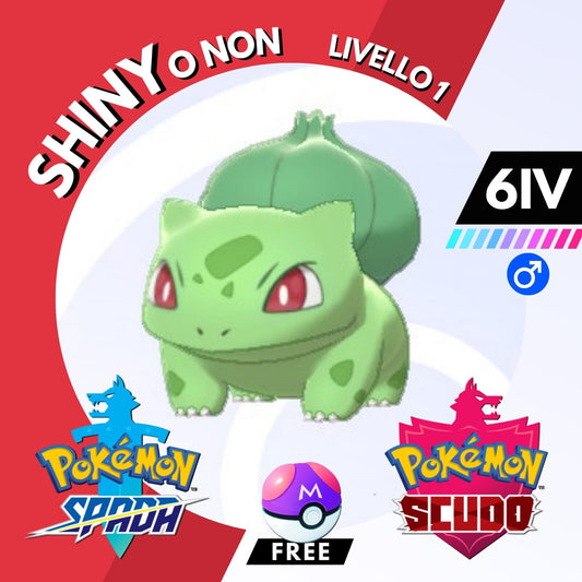 Bulbasaur Shiny o Non 6 IV e Master Ball Legit Pokemon Spada Scudo Sword Shield