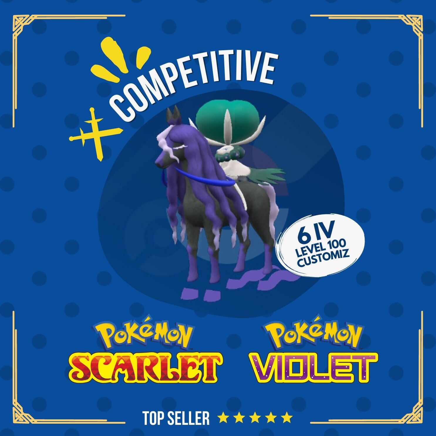 Level 100 Perrserker With Steely Spirit & Hidden Ability - Adamant 6IV EV Trained For Pokemon Scarlet/Violet Raids (Nintendo Switch)