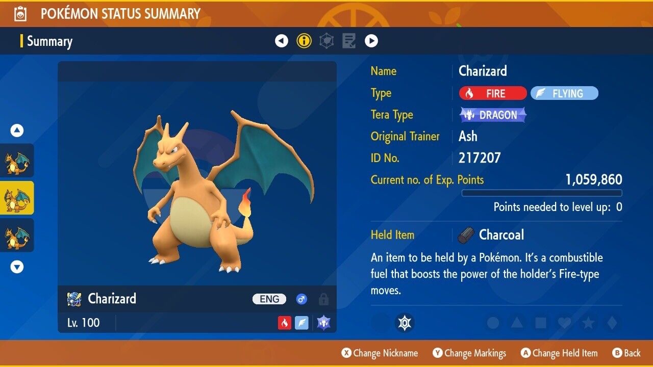Charizard Unrivaled Tera Raid Event 2022 100% Untouched Pokémon Scarlet Violet Non shiny Lv. 100 by Shiny Living Dex | Shiny Living Dex