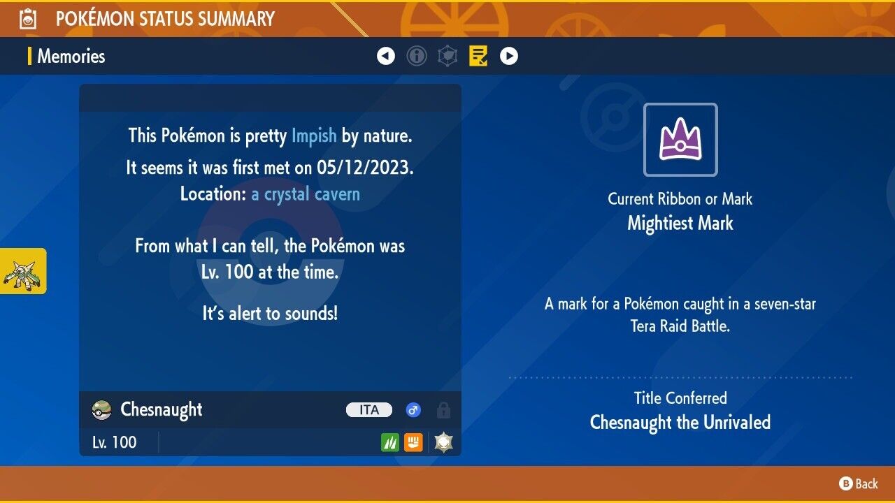 Chesnaught Unrivaled Tera Raid Bug Event Untouched Legit Pokémon Scarlet Violet Non shiny Lv. 100 by Shiny Living Dex | Shiny Living Dex