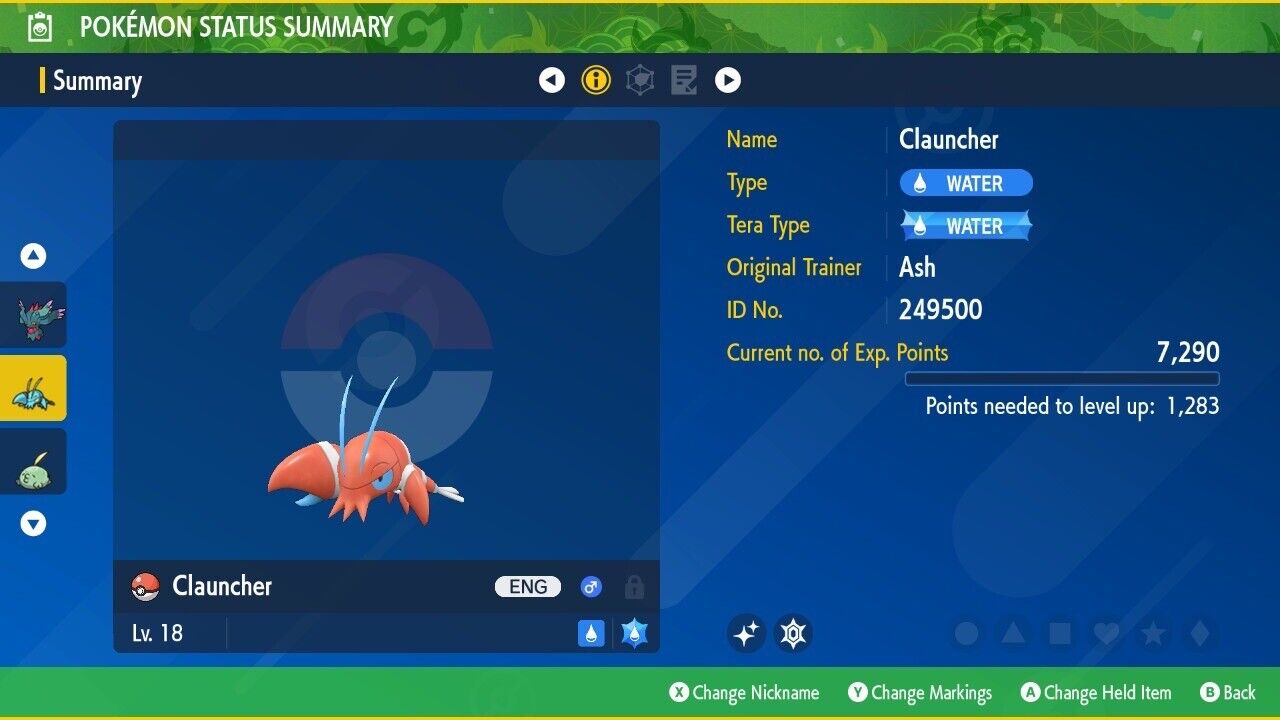 Clauncher Shiny Event Mass Outbreak Rare Mark Untouched Pokémon Scarlet Violet Shiny by Shiny Living Dex | Shiny Living Dex