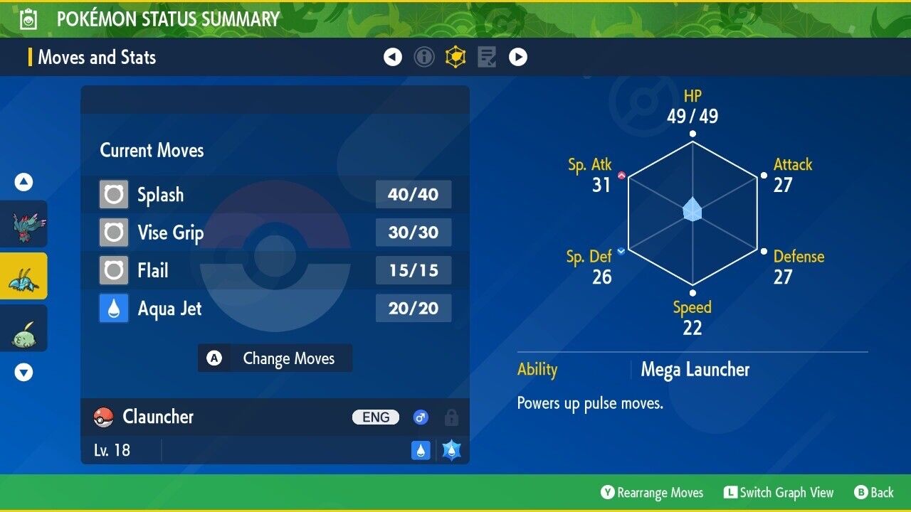 Clauncher Shiny Event Mass Outbreak Rare Mark Untouched Pokémon Scarlet Violet Shiny by Shiny Living Dex | Shiny Living Dex