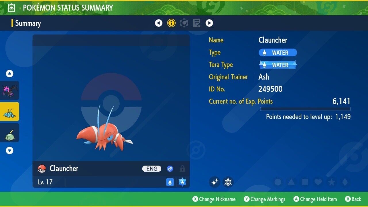 Clauncher Shiny Event Outbreak Uncommon Mark Untouched Pokémon Scarlet Violet Shiny by Shiny Living Dex | Shiny Living Dex