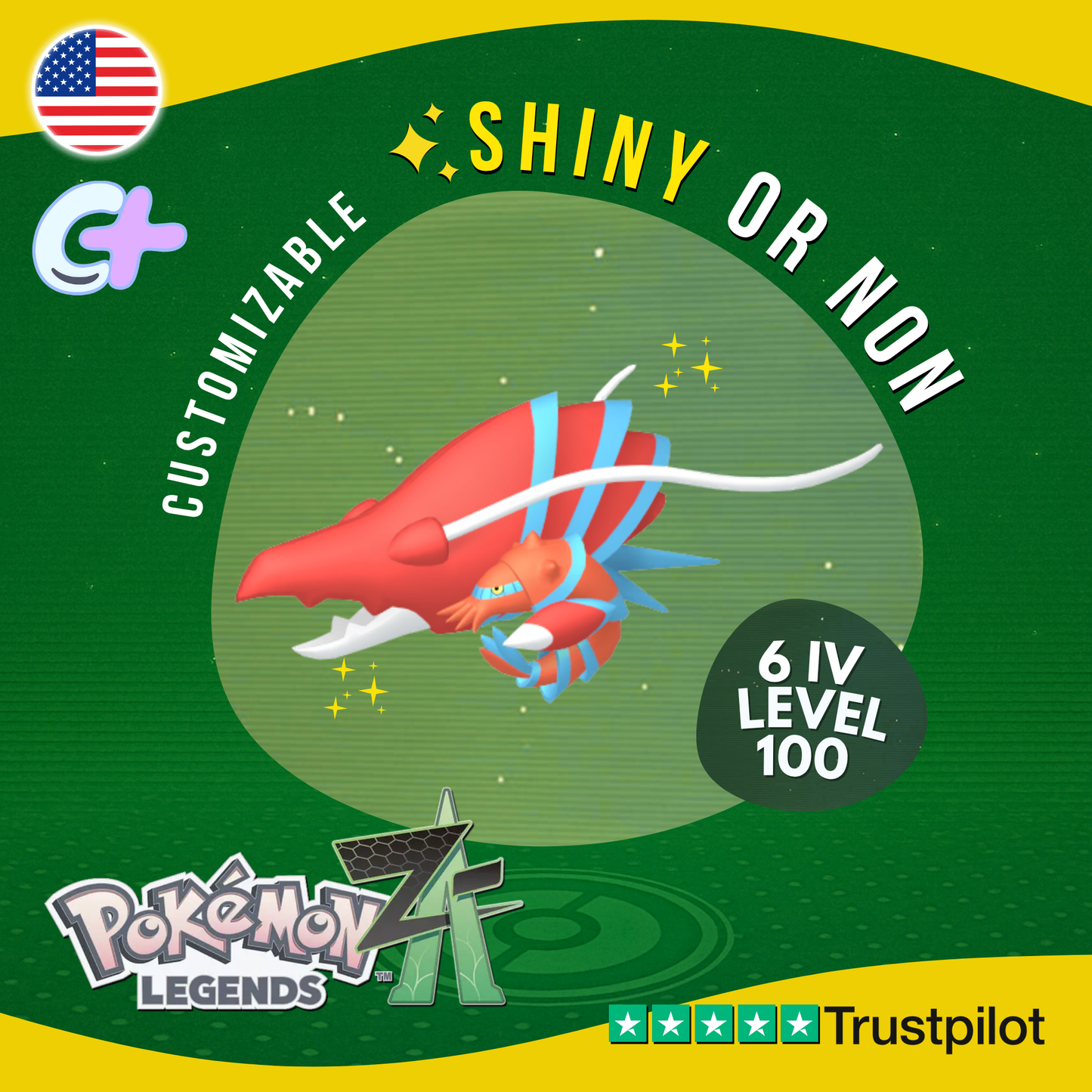 Clawitzer Shiny or Non ✨6 IV Pokémon Legends Z-A Competitive Customizable ZA Z A