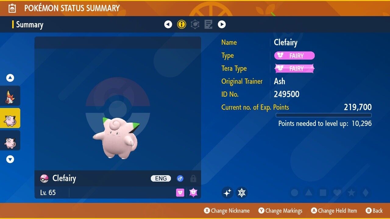 Clefairy Shiny Upbeat Mark Event Mass Outbreak Untouched Pokémon Scarlet Violet Shiny Lv. 65 by Shiny Living Dex | Shiny Living Dex