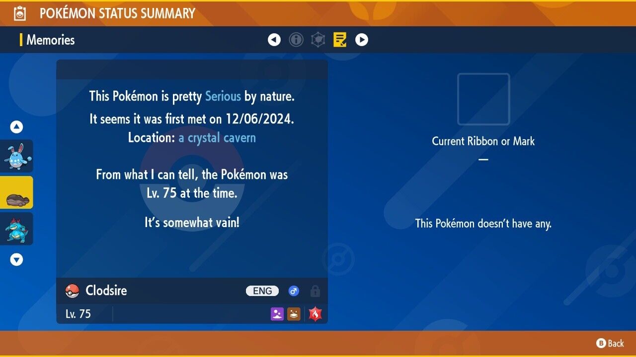 Clodsire Tera Worthy Event December 2024 Untouched IV Pokémon Scarlet Violet