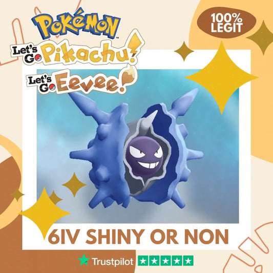 Cloyster Shiny ✨ or Non Shiny Pokémon Let's Go Pikachu Eevee Level 100 Competitive Battle Ready 6 IV 100% Legit Legal Customizable Custom OT by Shiny Living Dex | Shiny Living Dex