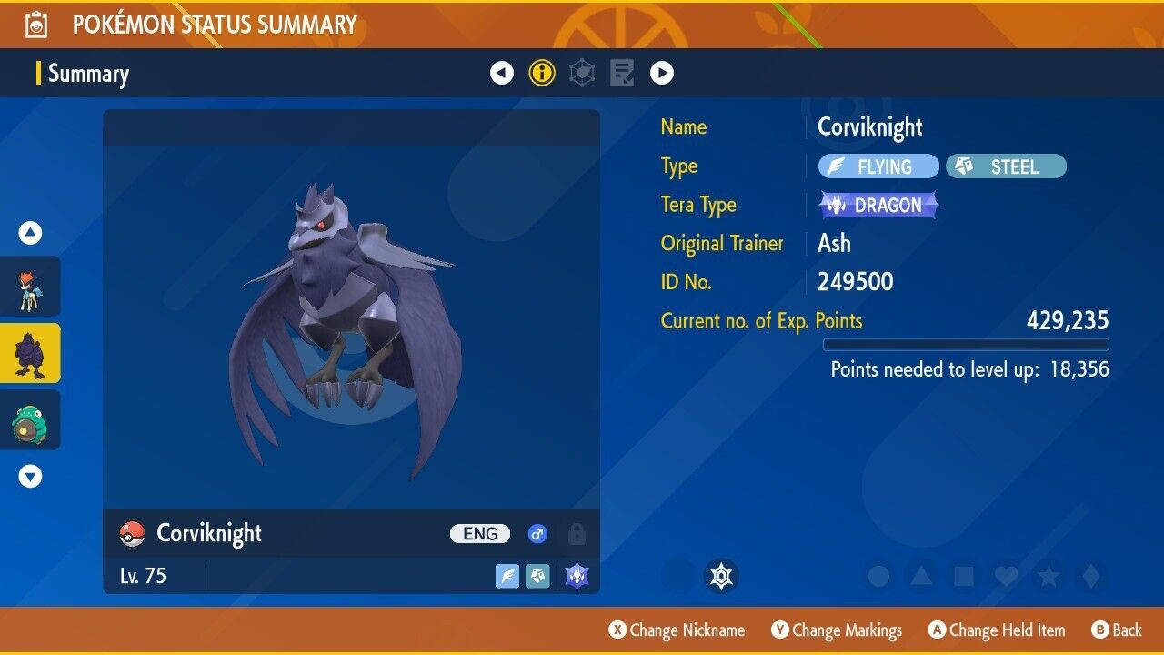 Corviknight Tera Worthy Event November 2024 Untouched IV Pokémon Scarlet Violet