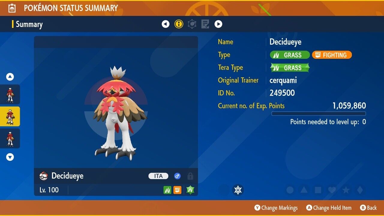 Decidueye Hisui Hisuian Tera Raid 2023 Event Untouched Pokémon Scarlet Violet Non shiny Lv. 100 by Shiny Living Dex | Shiny Living Dex