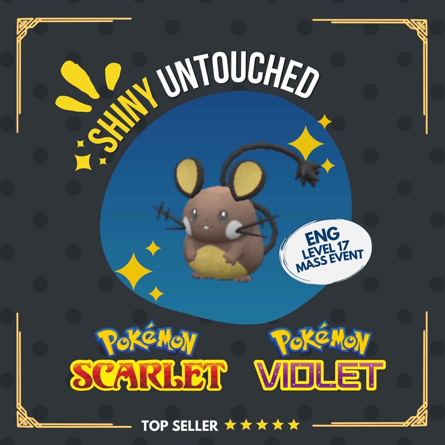 Dedenne Shiny Mass Outbreak July 25 Event Untouched IV Pokémon Scarlet Violet