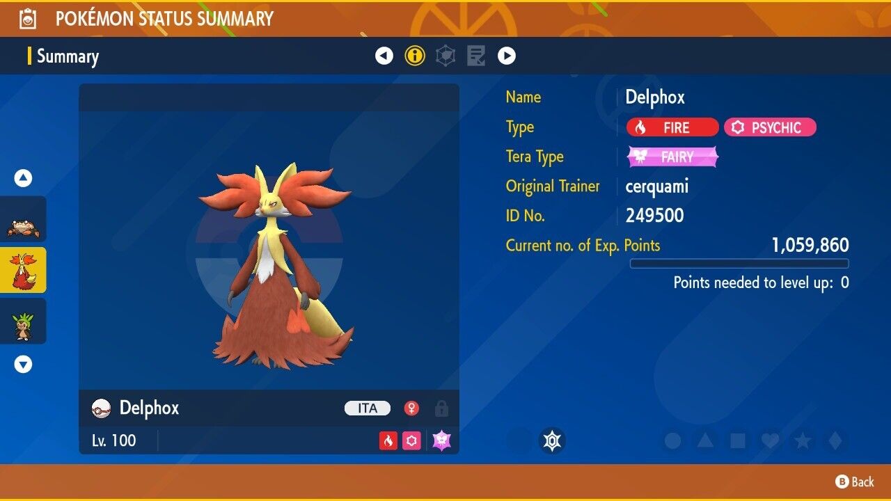 Delphox Tera Fairy Event 7 Stars Raid July 100% Untouched Pokémon Scarlet Violet Non shiny Lv. 100 by Shiny Living Dex | Shiny Living Dex