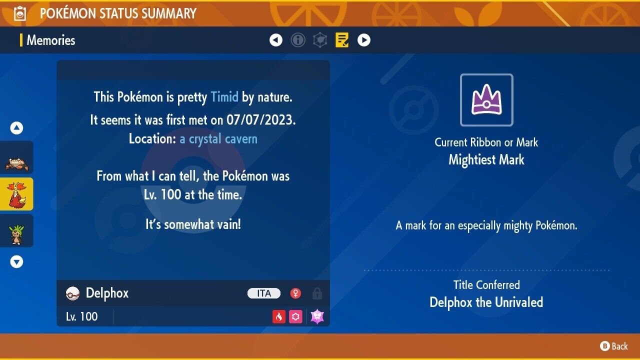 Delphox Tera Fairy Event 7 Stars Raid July 100% Untouched Pokémon Scarlet Violet Non shiny Lv. 100 by Shiny Living Dex | Shiny Living Dex