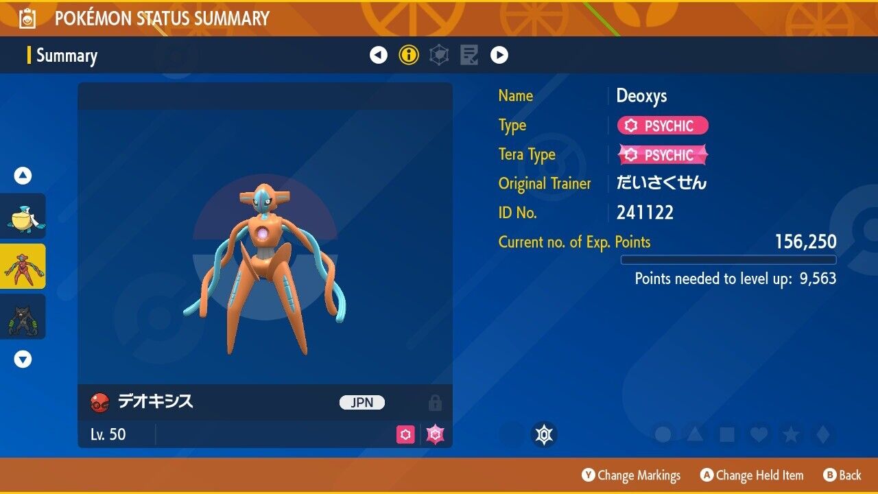 Deoxys Event Get Mythical 241122 Japanese Untouched IV Pokémon Scarlet Violet