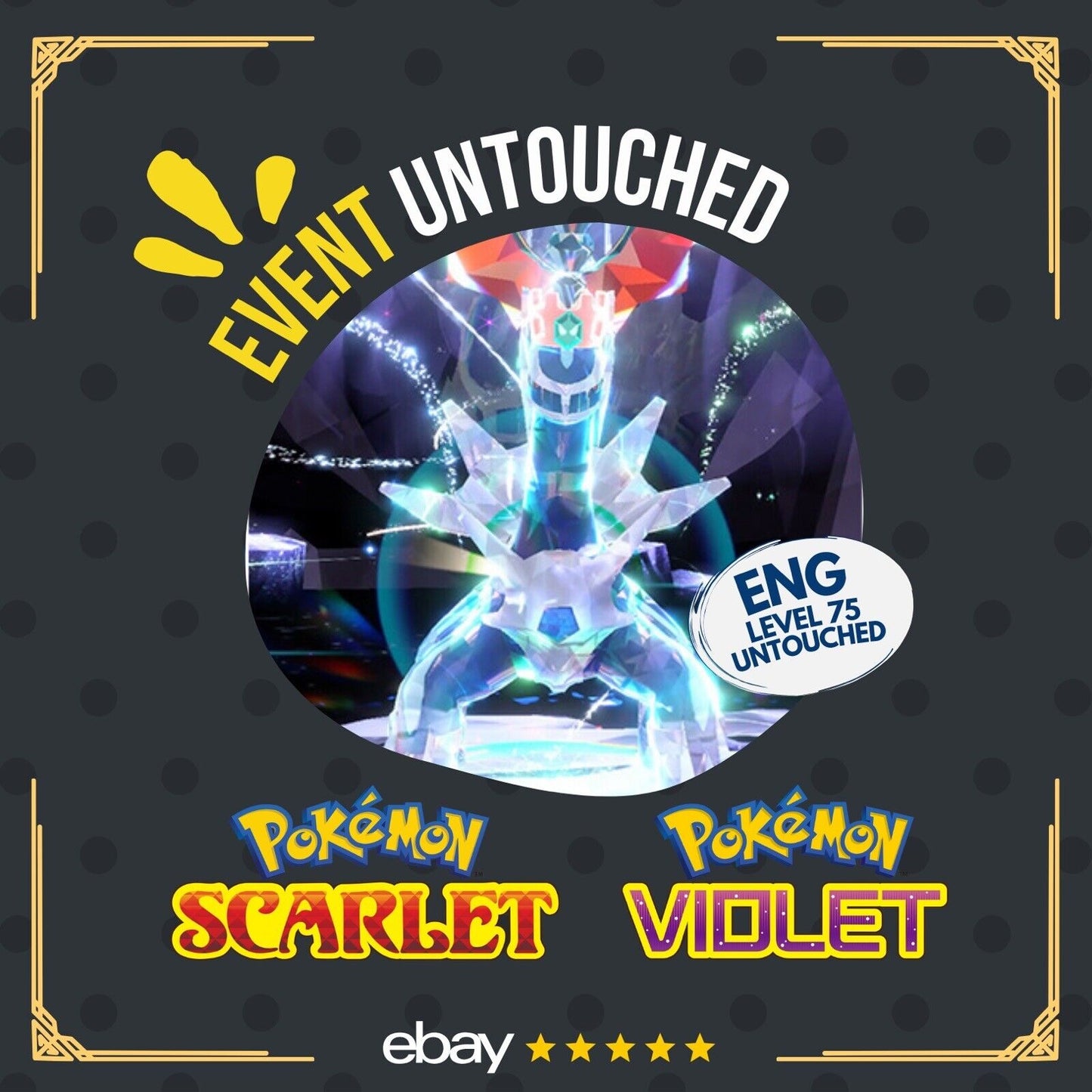 Dialga Tera Raid Event December ☆ 5 Star IV Untouched ENG Pokémon Scarlet Violet Non Shiny Lv. 75 by Shiny Living Dex | Shiny Living Dex