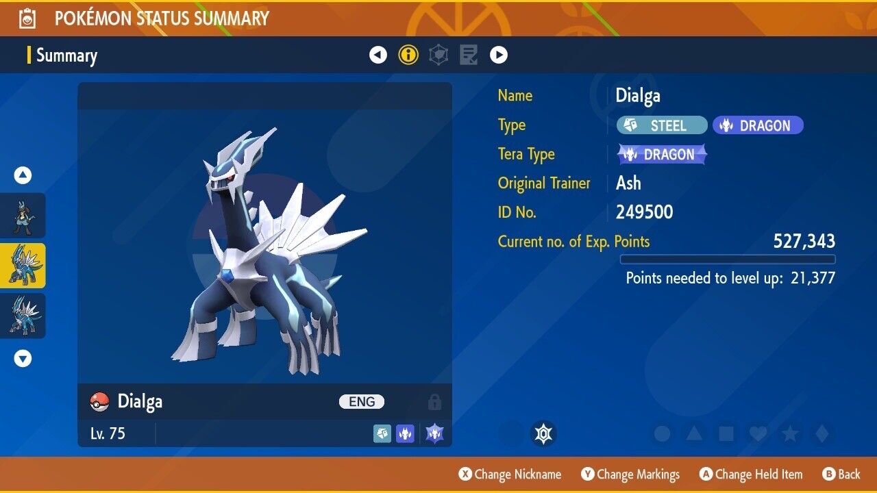 Dialga Tera Raid Event December ☆ 5 Star IV Untouched ENG Pokémon Scarlet Violet Non Shiny Lv. 75 by Shiny Living Dex | Shiny Living Dex