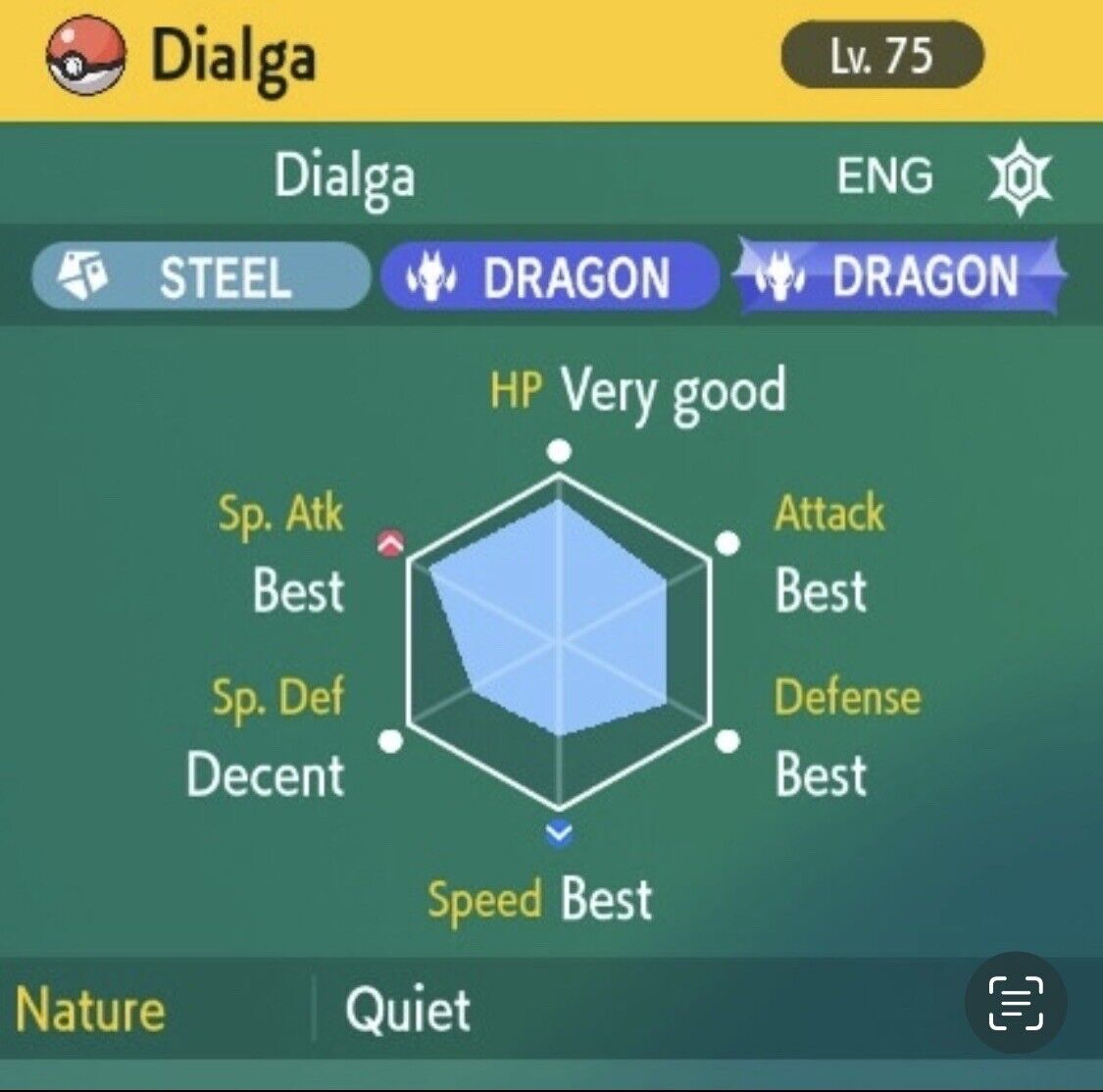 Dialga Tera Raid Event December ☆ 5 Star IV Untouched ENG Pokémon Scarlet Violet Non Shiny Lv. 75 by Shiny Living Dex | Shiny Living Dex