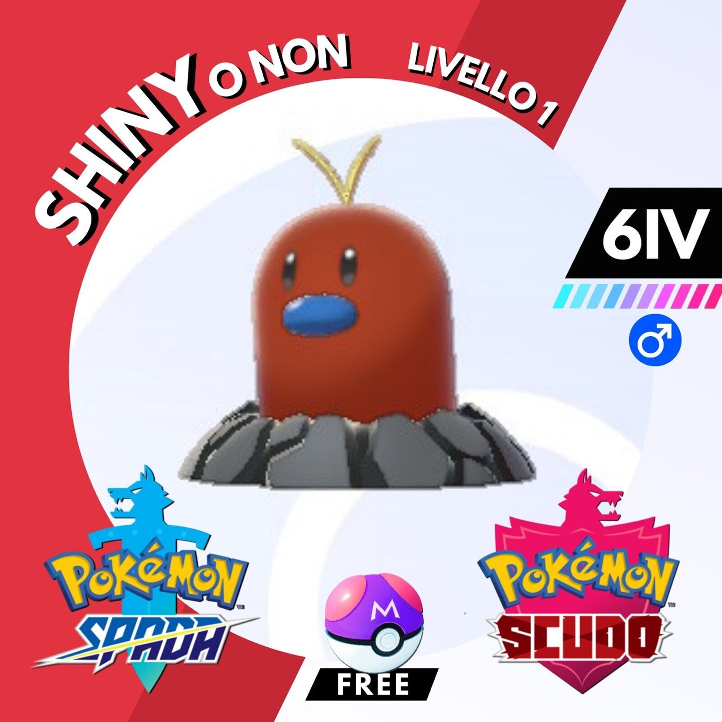 Diglett Alola Shiny o Non 6 IV e Master Ball Pokemon Spada Scudo Sword Shield