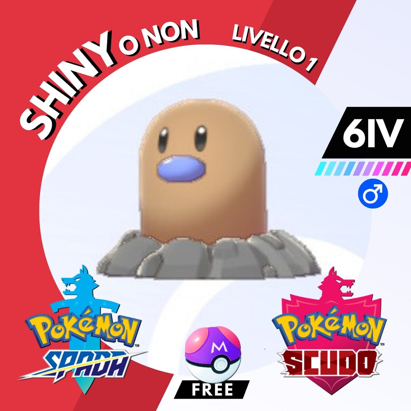 Diglett Kanto Shiny o Non 6 IV e Master Ball Pokemon Spada Scudo Sword Shield