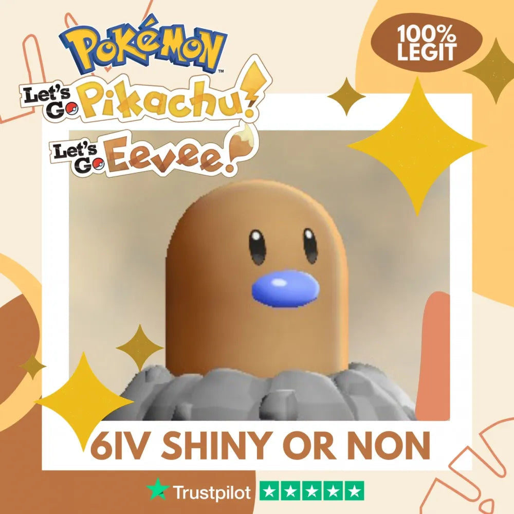 Diglett Kanto Shiny or Non Shiny Pokmon Let's Go Pikachu Eevee Leve Shiny Living Dex Diglett Kanto Shiny or Non Shiny Pokmon Let's Go Pikachu Eevee Leve Shiny Living Dex