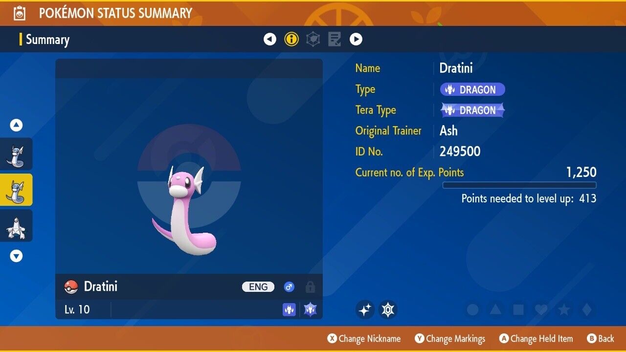 Dratini Shiny Event Mass Outbreak Joyful Mark Untouched Pokémon Scarlet Violet Shiny by Shiny Living Dex | Shiny Living Dex