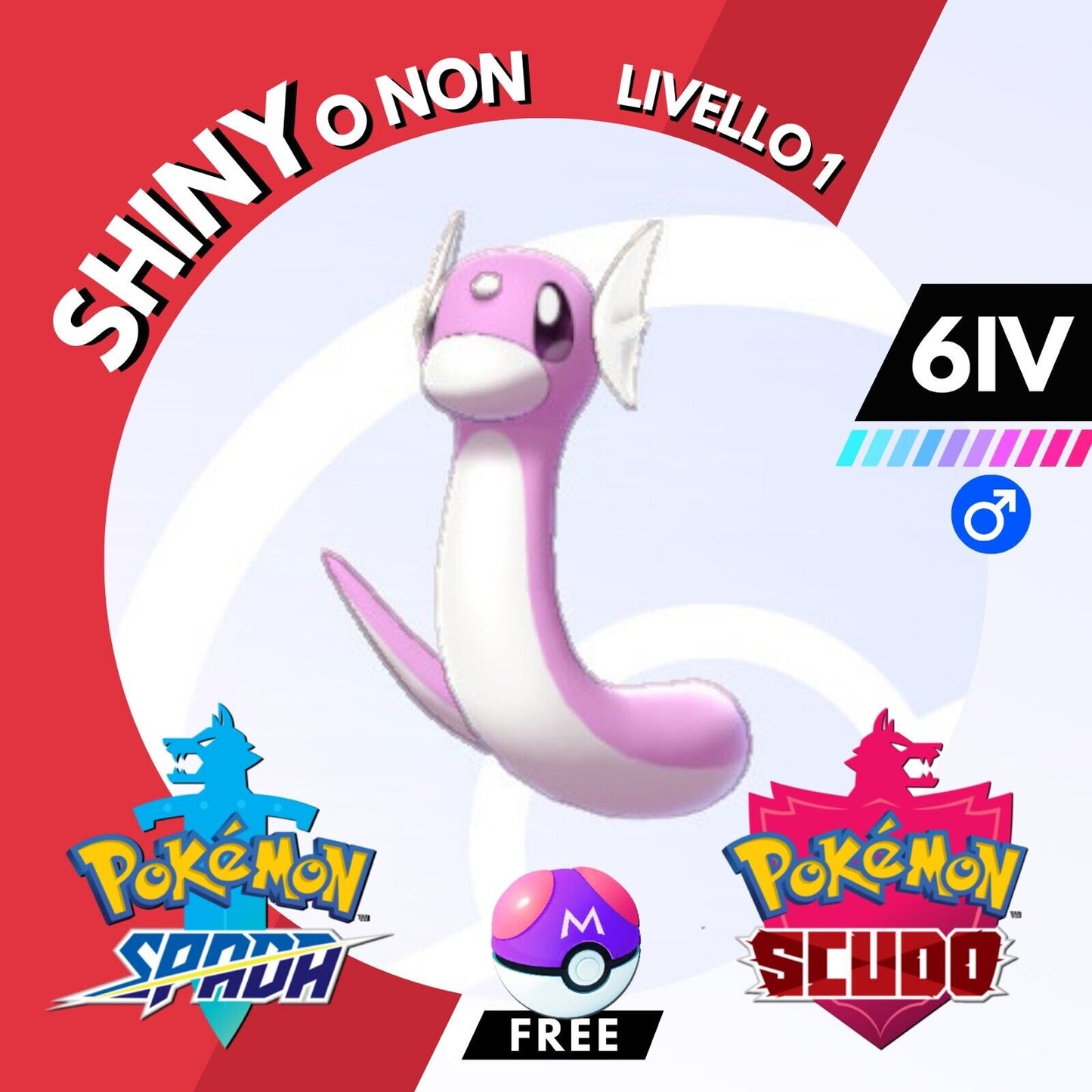 Dratini Shiny o Non 6 IV e Master Ball Legit Pokemon Spada Scudo Sword Shield