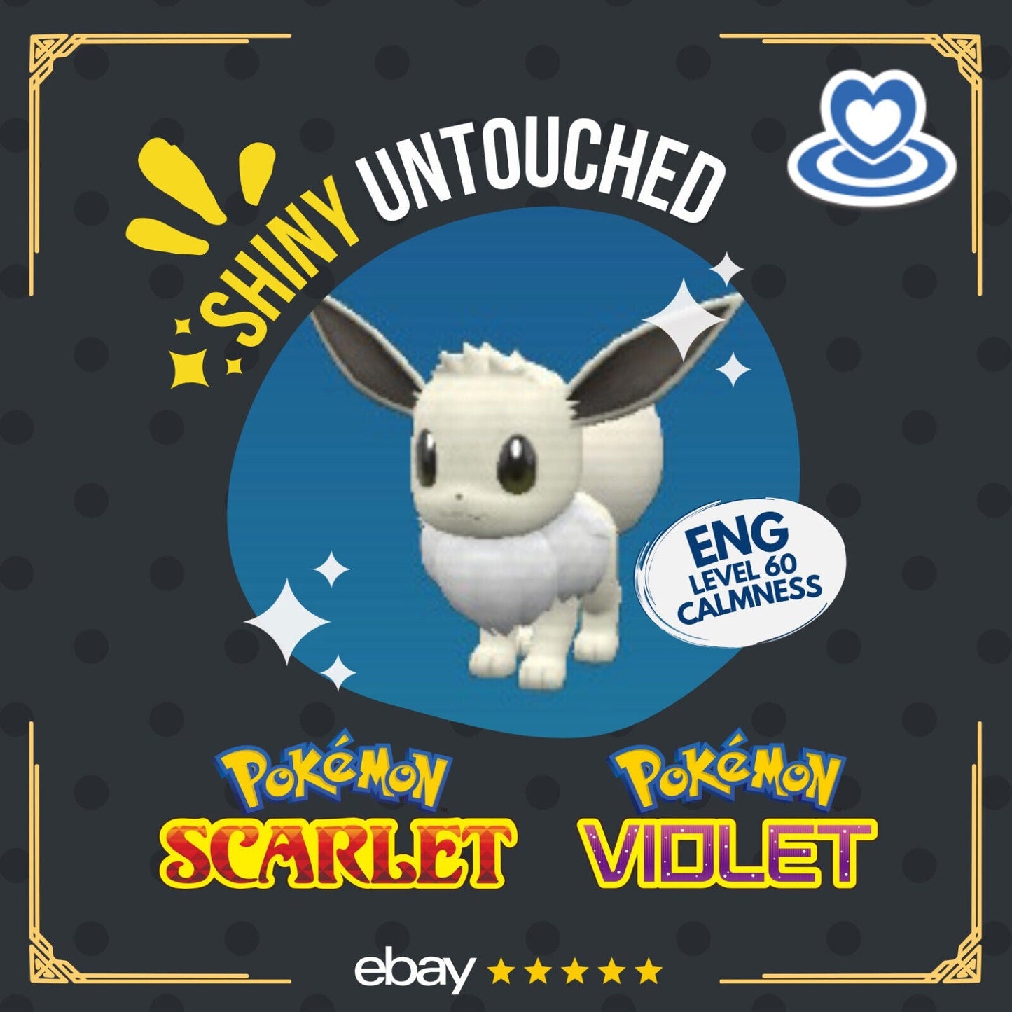 Eevee Mass Outbreak Event Calmness Mark Shiny Untouched Pokémon Scarlet Violet Shiny Level 60 by Shiny Living Dex | Shiny Living Dex