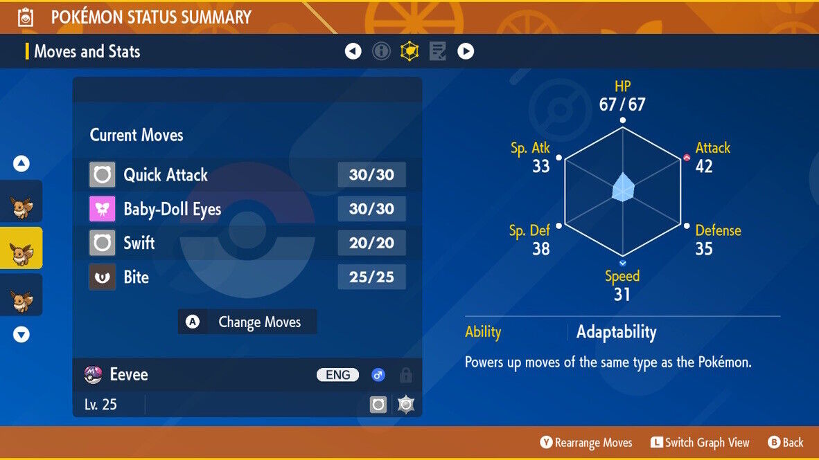 Eevee Mass Outbreak Event Jittery Mark Shiny Untouched Pokémon Scarlet Violet Shiny Level 25 by Shiny Living Dex | Shiny Living Dex