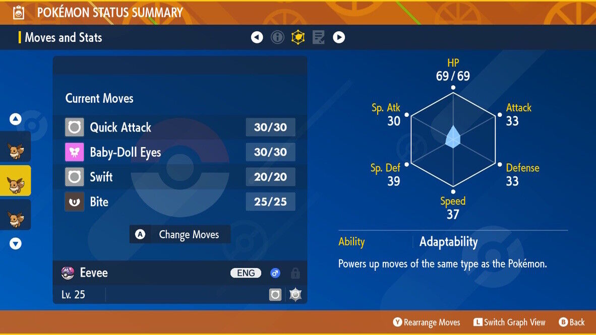 Eevee Mass Outbreak Event Rowdy Mark Shiny Untouched Pokémon Scarlet Violet Shiny Level 25 by Shiny Living Dex | Shiny Living Dex