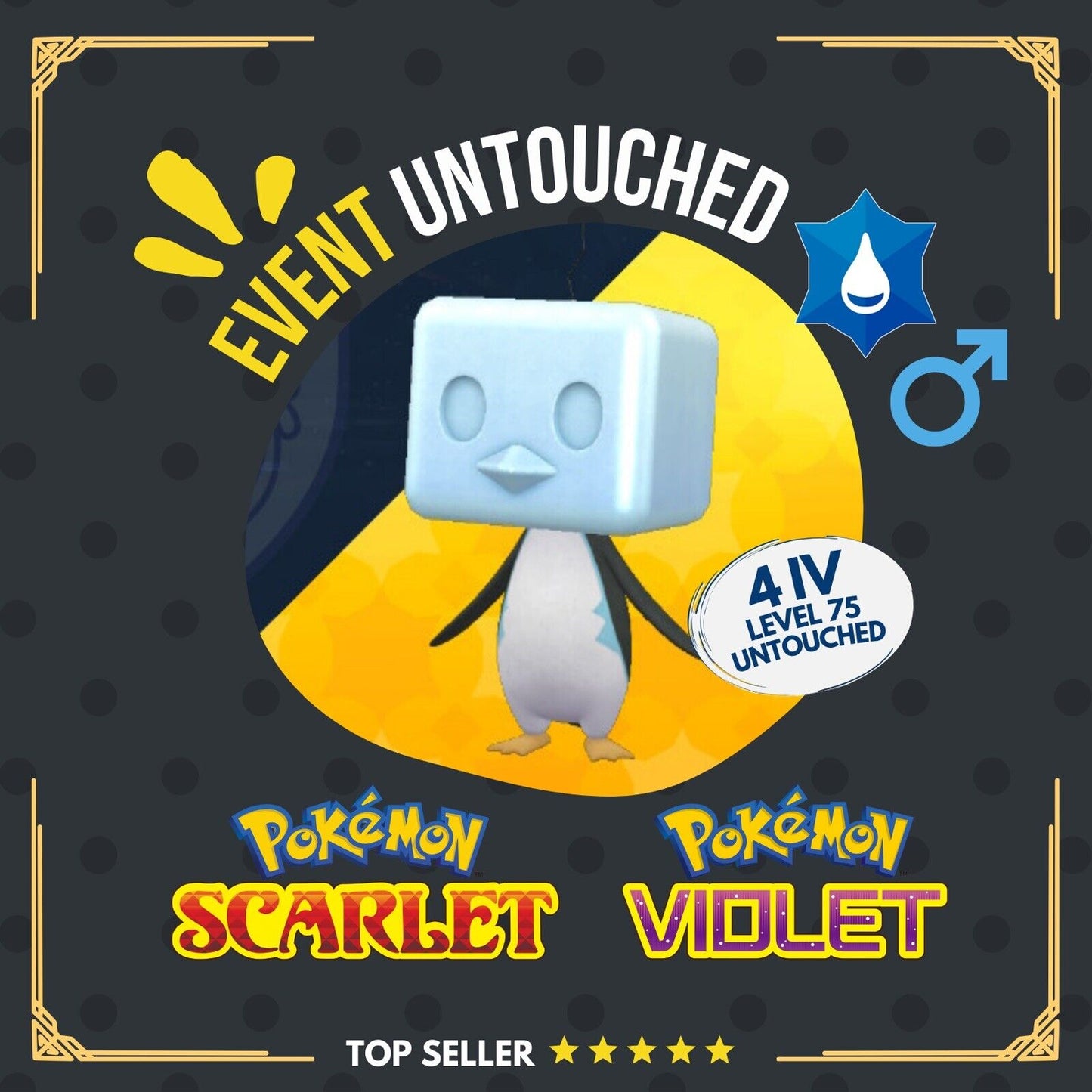 Eiscue Hard To Find Tera Raid Event 2024 Untouched IV Pokémon Scarlet Violet Non Shiny Lv. 75 by Shiny Living Dex | Shiny Living Dex
