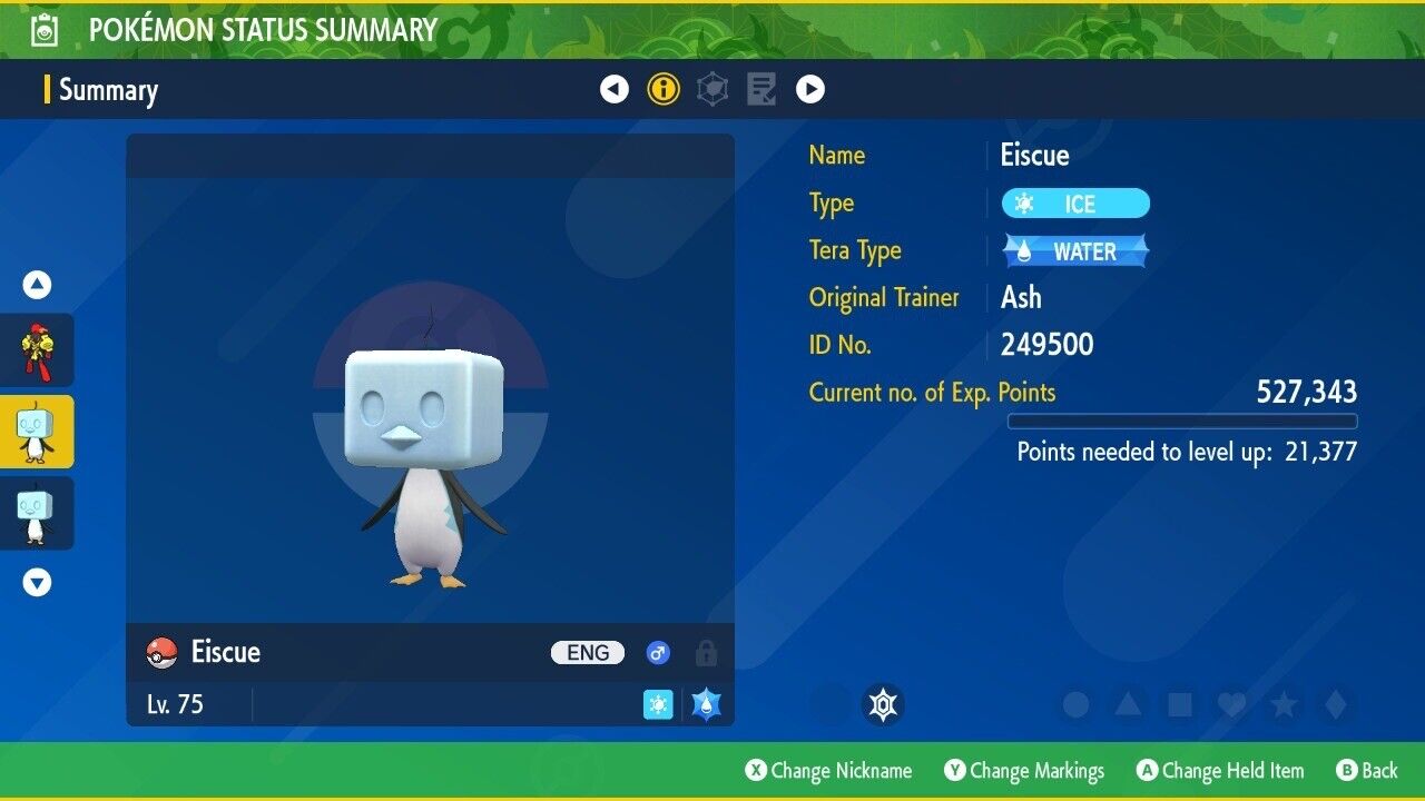 Eiscue Hard To Find Tera Raid Event 2024 Untouched IV Pokémon Scarlet Violet Non Shiny Lv. 75 by Shiny Living Dex | Shiny Living Dex