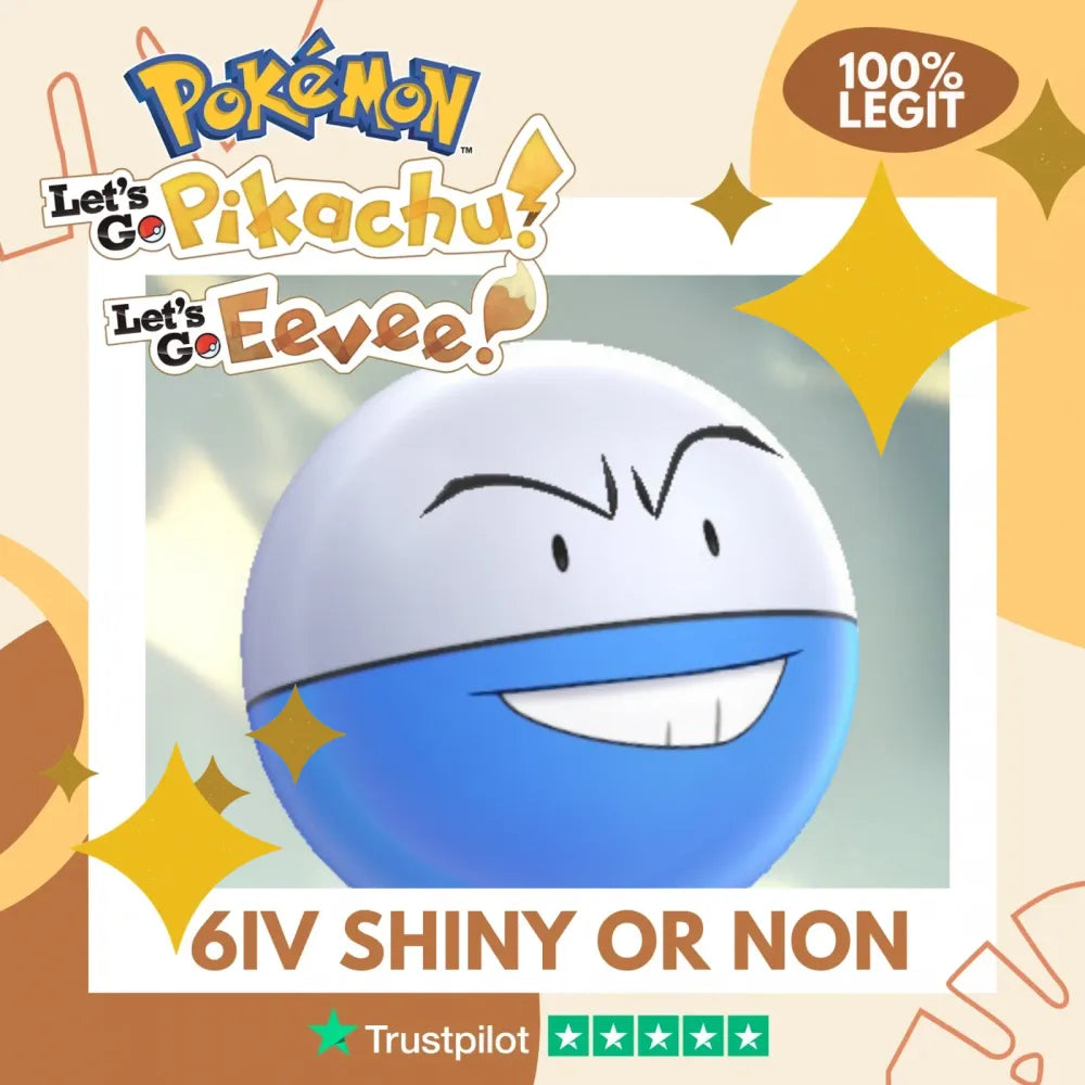 Electrode Shiny ✨ or Non Shiny Pokémon Let's Go Pikachu Eevee Level 100 Competitive Battle Ready 6 IV 100% Legit Legal Customizable Custom OT by Shiny Living Dex | Shiny Living Dex