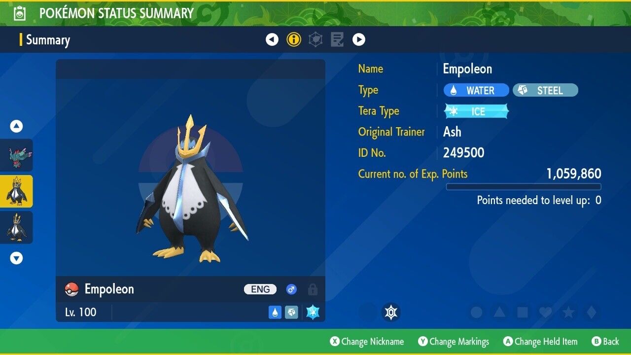 Empoleon Unrivaled Tera Raid Event Mightiest Untouched IV Pokémon Scarlet Violet Non shiny Lv. 100 by Shiny Living Dex | Shiny Living Dex