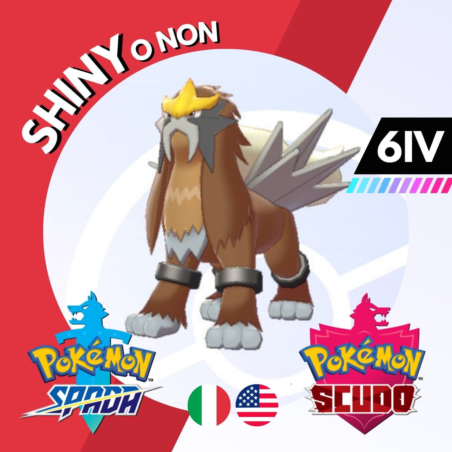 Entei Shiny o Non 6 IV Competitivo Legit Pokemon Spada Scudo Sword Shield