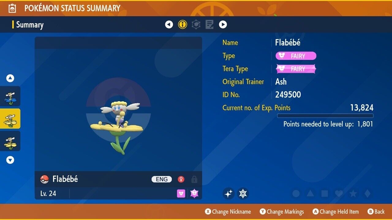 Flabebe Yellow 🟡 Shiny Event Mass Outbreak Untouched Pokémon Scarlet Violet ENG Shiny by Shiny Living Dex | Shiny Living Dex